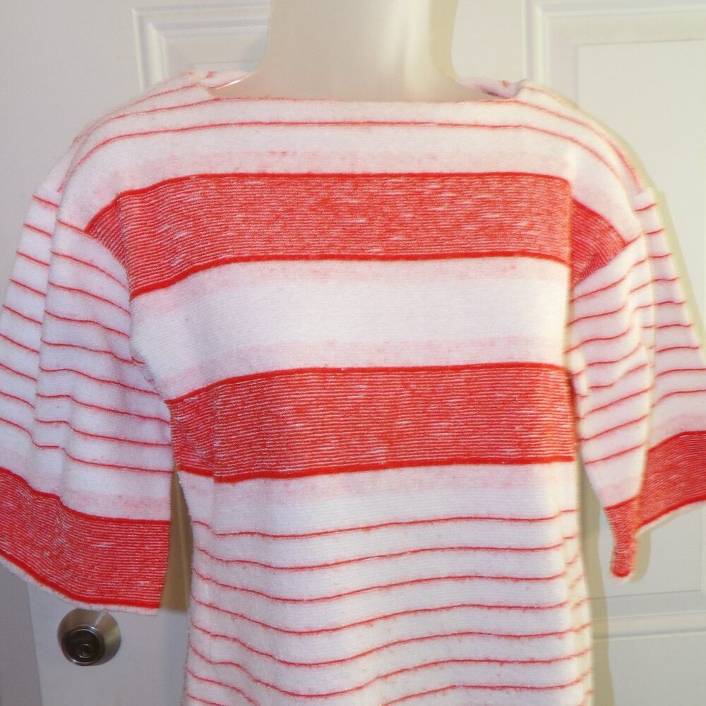 Red and White Terry Cloth Top Jo Hardin Original Texas Size Small